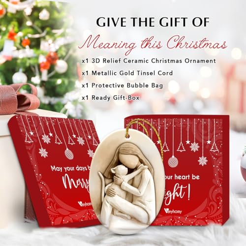 Veryhomy 2026 Cat Christmas Ornament - Cat Lover Gift, Ceramic Cat with Ribbon