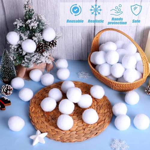 200-Pack Artificial Snowballs - 2-Inch Soft Plush Indoor Snowball Fight Set