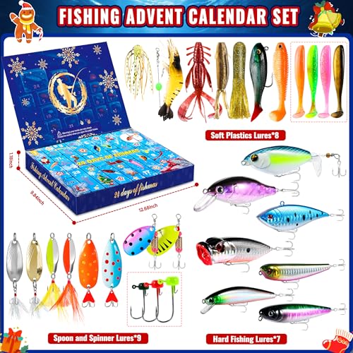 Fishing Advent Calendar 2026 - 24 Days Christmas Countdown Lures Set