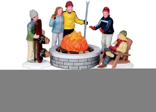 Lemax Fire Pit Set - Battery Operated (4.5V) | Perfect for Outdoor Gatherings, Set of 5
