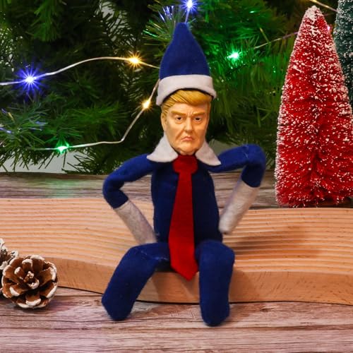 Elf on Tree Stump Christmas Ornament, Funny Holiday Tree Decoration
