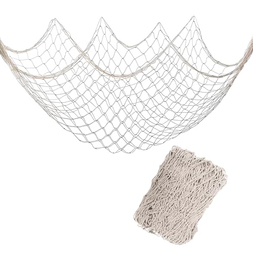 Decorative White Fishing Net, 79 x 39 Inch Nautical Wall Decor
