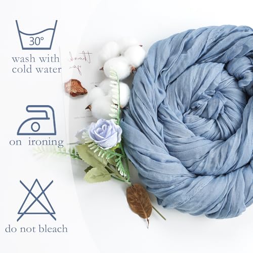 8 Pack Dusty Blue Cheesecloth Table Runners 23 x 120 Inch - 10Ft - Pepmily