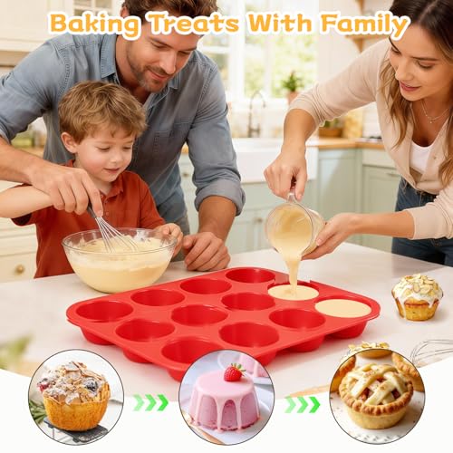 12 Cup Nonstick Silicone Muffin Pan for Baking Cupcakes & Egg Bites