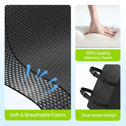 Ergonomic Lumbar Support Pillow for Office Chair - Memory Foam