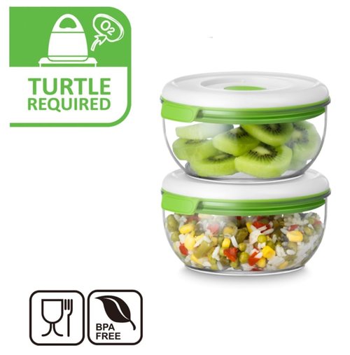 FOSA Vacuum Seal Food Storage System Reusable Medium Containers, 2 pack, 600ml size (Vacuum Pump not Included)