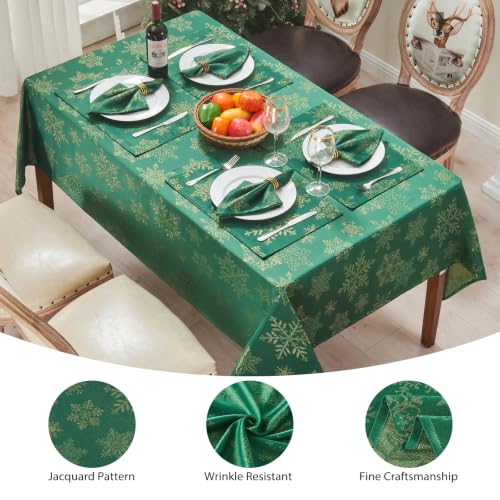 Hunter Gold Woven 120x60 Rectangular Christmas Tablecloth - Holiday & Party Decor
