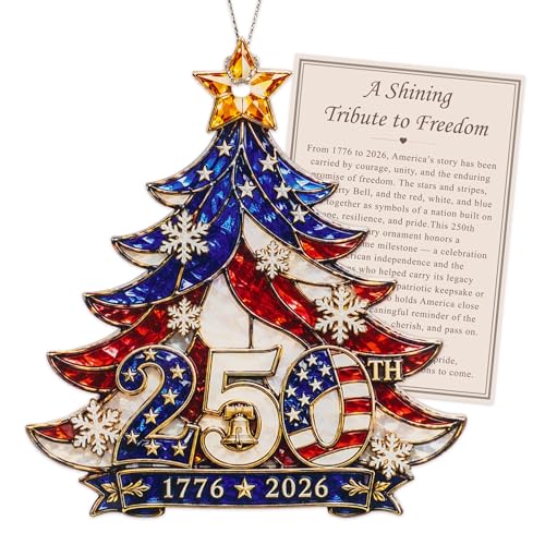 250th Anniversary USA Christmas Ornament - Patriotic American Flag Keepsake