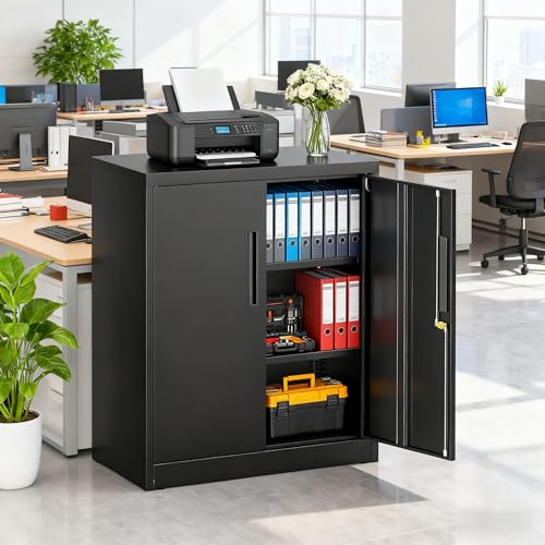 36-Inch Locking Metal Storage Cabinet with Adjustable Shelves for Garage