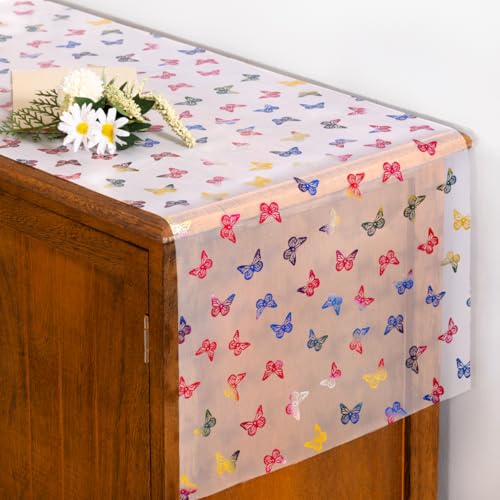 Butterfly Spring Table Runner Gauze Easter Party Decor - 72in, 1pc