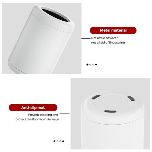 LEASYLIFE White Bathroom Trash can,10L/2.6GAL, Open Top Wastebasket Bin,Garbage Can for Bathroom,Living Room,Office,Kitchen,Bedroom,Hotel (White)