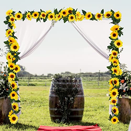 Artificial Sunflower Garland 3-Pack - 7.5ft Silk Hanging Flower Vines