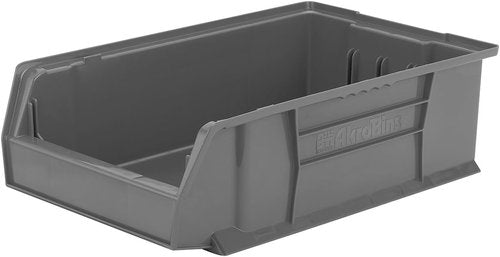Akro-Mils Super-Size Plastic Storage Bins - Space-Saving Stackable Organizers | 20" L x 12" W x 6" H, Grey, 4-Pack