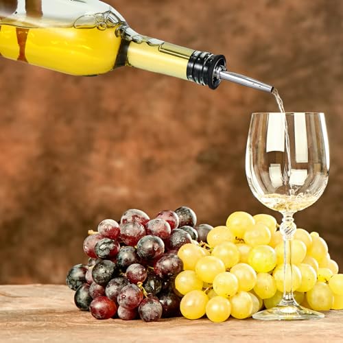 Maxdot 4-Piece 750ml Glass Long Neck Wine Bottles with Pour Spouts & Stoppers