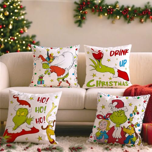 Christmas Pillow Covers 18x18 Navidad Throw Pillow Cases Winter Xmas Decor Merry Christmas Decorations for Home