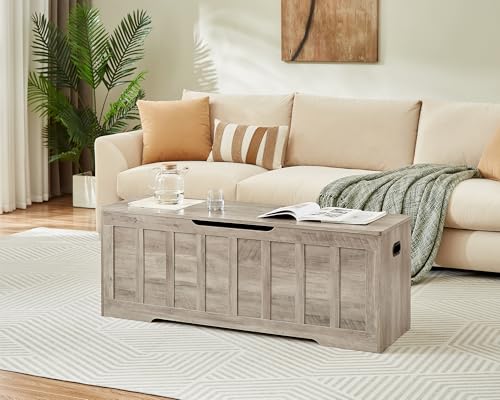 Extra Large Wooden Storage Bench with Safety Hinges, 51-inch Entryway Trunk