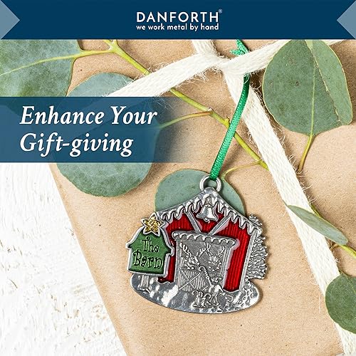 Danforth 2023 Reindeer Barn Christmas Ornament Pewter Handcrafted Holiday Decor