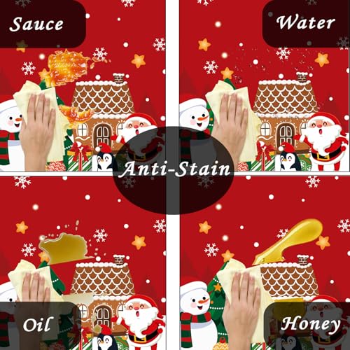 Christmas Tablecloth 4-Pack 54x108 Inches Red Holiday Plastic Coverings