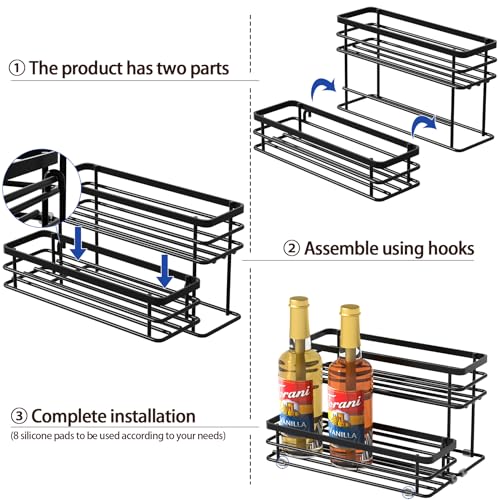 2-Tier Coffee Syrup Organizer Rack for 8 Bottles, Countertop Syrup Stand