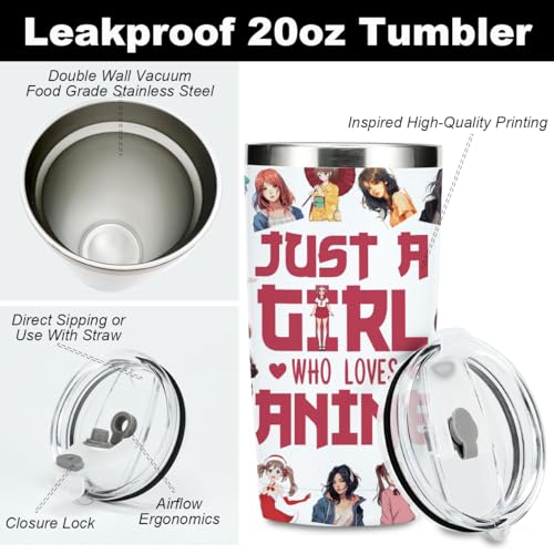 Decohim Inspired Anime Tumbler 20 Oz Coffee Mug Gift for Women Girls — Girl Loves Anime
