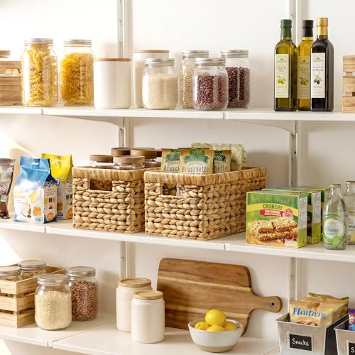 Wicker Storage Baskets for Shelves 2-Pack Woven Pantry Organizers