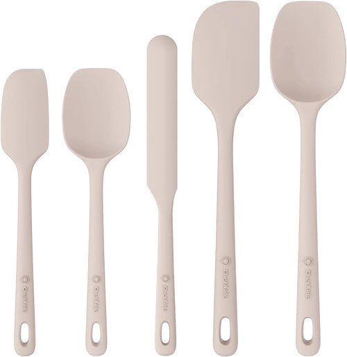 ChefAide Silicone Spatula Set - 5 Pieces with Ergonomic Grip & Heat Resistance Up to 600°F
