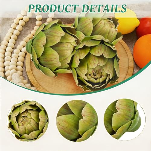 6Pcs Faux Artichokes - Lifelike Artificial Vegetables for Home Decor