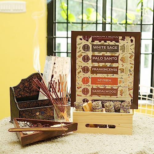 Natural Incense Sticks Variety Pack - 120 Count with Burner Holder