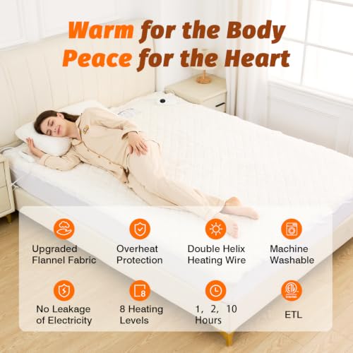 Heated Mattress Pad - California King, Dual Zone Control, 8 Heat Settings