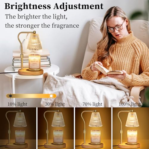 Dimmable Candle Warmer Lamp with Timer & Adjustable Height for Jar Candles