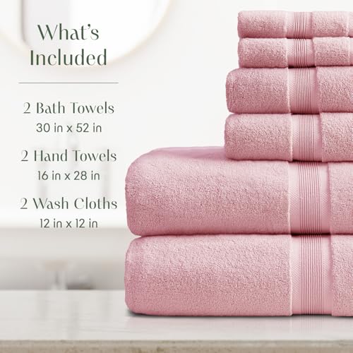 6-Piece Bamboo Rayon & Cotton Bath Towel Set - Ultra Soft & Absorbent