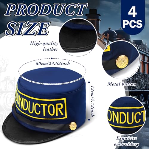 Newcotte Navy Blue Christmas Train Conductor Hat Adult Costume – Size 4
