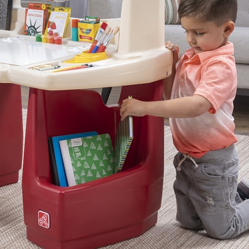 Kids Art Master Desk and Chair Set with Storage and Built-in Lamp