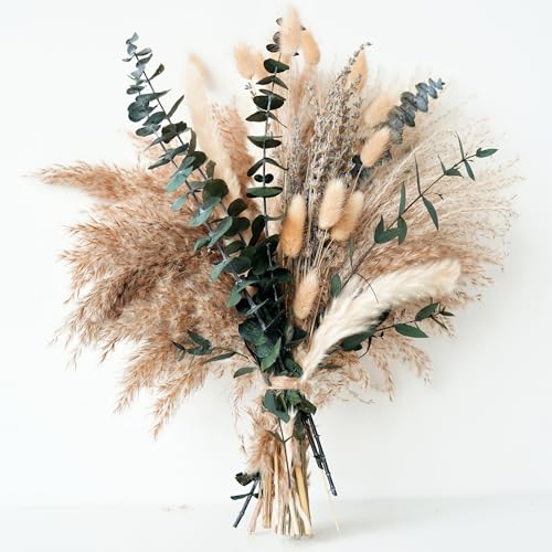 Dried Pampas Grass & Eucalyptus Bouquet for Boho Home & Wedding Decor