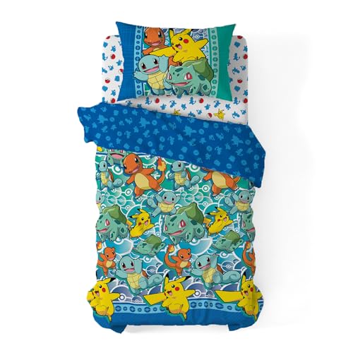 Pokemon First Starters Twin Bed in a Bag Set - 4-Piece Kids Bedding
