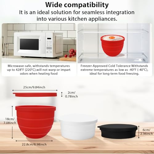 3-Piece Foldable Silicone Mixing Bowl Liners for 5QT Tilt-Head Stand Mixers