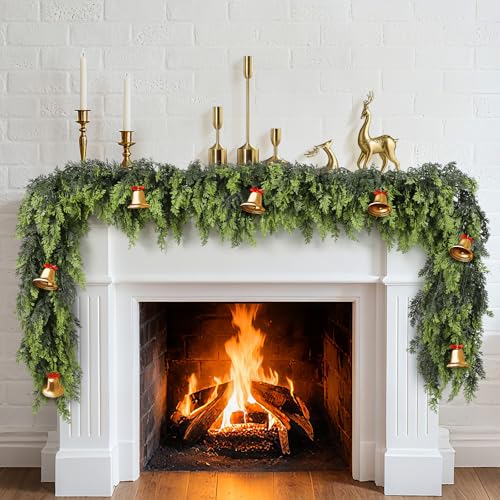Real Touch 6 FT Cedar Garland - Thick Faux Christmas Greenery for Mantel