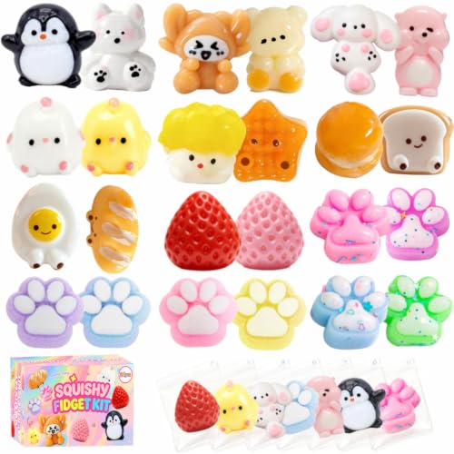 24-Piece Mini Squishy Toy Set - Cute Animal Fidget Stress Relief Pack