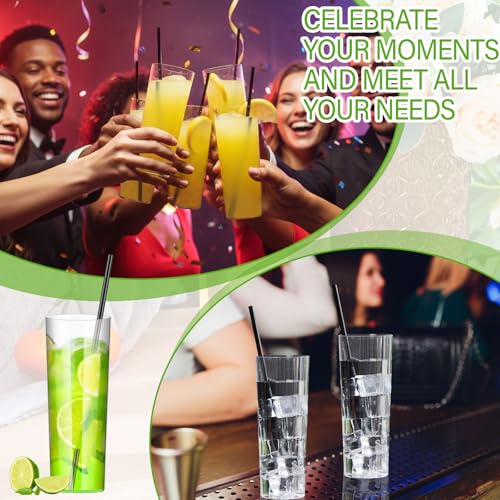 Acellegic 9 oz Plastic Highball Glasses with Straws - Set of 48, Disposable Cocktail & Drink Cups