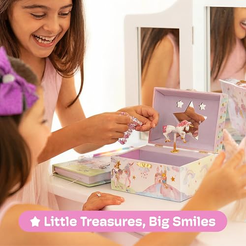 Musical Jewelry Box for Girls with Spinning Unicorn and Rainbow Design