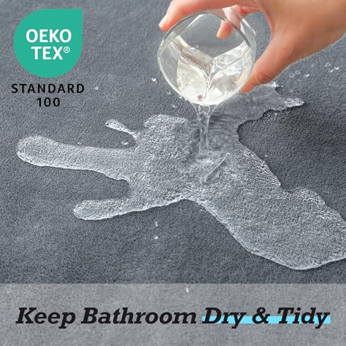 HUXMEYSON 3-Piece Memory Foam Bathroom Rug Set, Non-Slip & Absorbent Grey