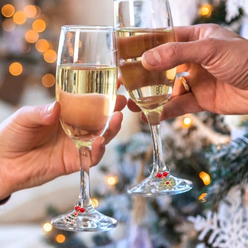 16 Pcs Christmas Wine Glass Charms - Holiday Drink Markers & Party Favors