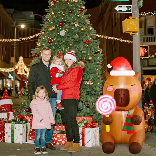 5ft Capybara Christmas Inflatable Outdoor Decor with LED Lights - Anroog