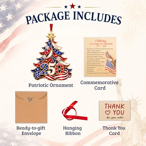 USA 250th Anniversary Acrylic Christmas Ornament, Patriotic Holiday Decor