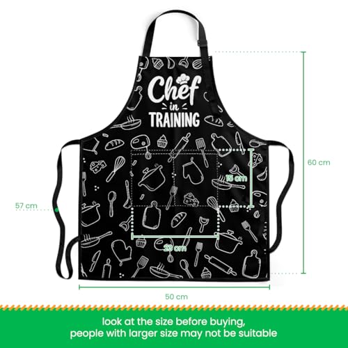 Kids Kitchen Apron and Chef Hat Set for Cooking and Baking