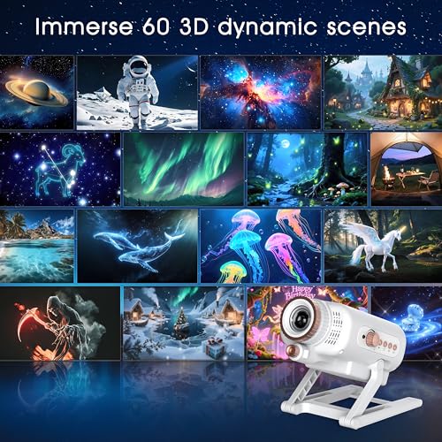AIRIVO White 3D Galaxy Star Projector with Bluetooth Speaker & Auto-Off Timer