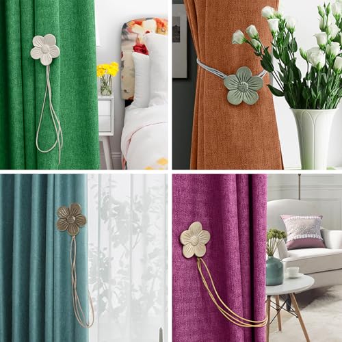 Magnetic Flower Curtain Tiebacks - Vintage Resin Drapery Holdbacks (1 Pair)