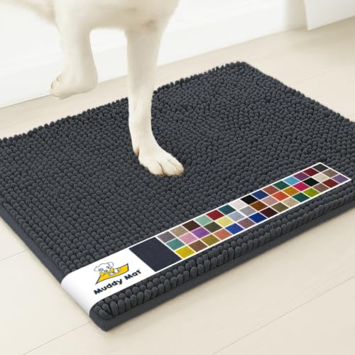 Muddy Mat Super Absorbent Door Mat Indoor Microfiber Chenille Charcoal 18"x28"