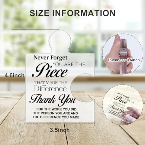 Acrylic Puzzle Piece Thank You Gift for Coworkers, Office Appreciation Plaque