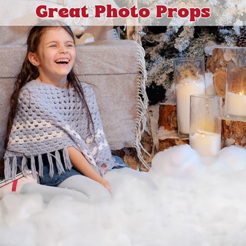 1LB Fluffy Fake Snow Fluff - Soft White Cotton Christmas Decor & Crafts